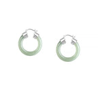 Fortune Jewel Round Jade White Jade Prosperity Earrings