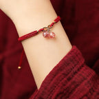 Fortune Jewel Natural Strawberry Quartz Amethyst Green Phantom Bead Positive Bracelet