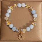 Fortune Jewel Natural Aquamarine Flower Healing Crystal Bracelet