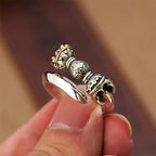 Fortune Jewel Tibetan Dorje Vajra Engraved Design Copper Luck Wealth Adjustable Ring