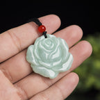 Fortune Jewel Lotus Pattern Jade Abundance Prosperity Necklace String Pendant Fortune Jewel