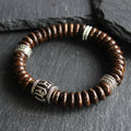 Fortune Jewel Natural Tibetan Coconut Shell Om Mani Padme Hum Positive Bracelet