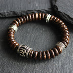 Fortune Jewel Natural Tibetan Coconut Shell Om Mani Padme Hum Positive Bracelet