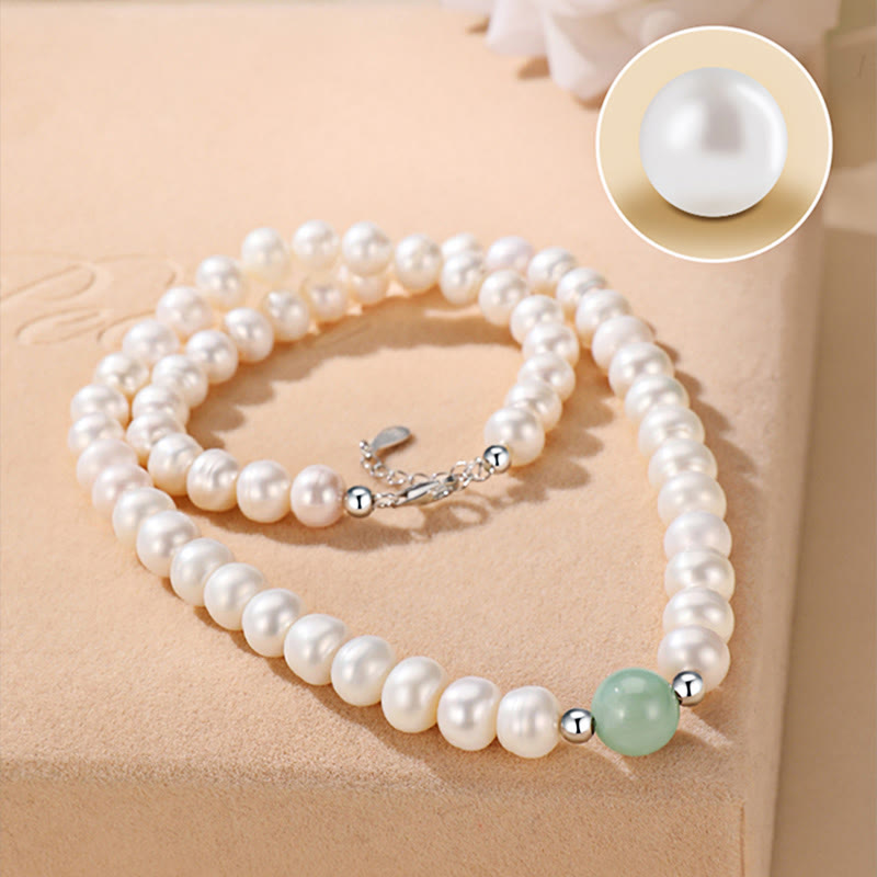 Fortune Jewel 925 Sterling Silver Natural Pearl Jade Healing Necklace Bracelet Earrings With Gift Box