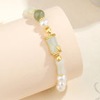 Fortune Jewel 925 Sterling Silver Natural Hetian White Jade Bamboo Luck Blessing Bracelet