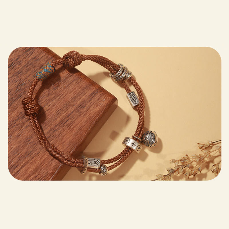 Fortune Jewel 925 Sterling Silver Gold Swallowing Beast Koi Fish Wealth Handcrafted Braided Bracelet