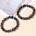 Fortune Jewel Natural Gold Sheen Obsidian Silver Sheen Obsidian Cute Cat Paw Claw Wealth Bracelet