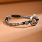 Fortune Jewel 999 Sterling Silver Fu Character Peace Buckle Copper Coin Auspicious Clouds Fortune Bracelet