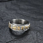 Fortune Jewel Om Mani Padme Hum Balance Calm Titanium Steel Ring Fortune Jewel