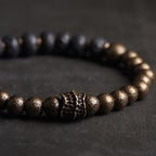 Fortune Jewel Lava Rock Stone Copper Balance Cuff Bracelet Bangle