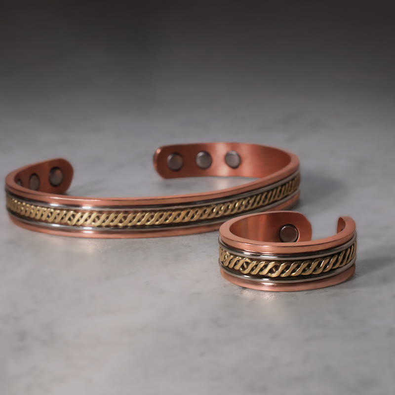 Fortune Jewel Magnetic Copper Balance Adjustable Cuff Bracelet Bangle Ring