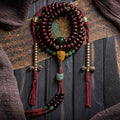 Fortune Jewel Natural Tibet 108 Mala Beads Purple Bodhi Seed Hetian Cyan Jade Copper Dorje Peace Bracelet