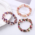 Fortune Jewel Natural Tourmaline Strawberry Quartz Amethyst Peace Wisdom Double Wrap Bracelet