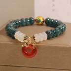 Fortune Jewel Jade White Agate Red Agate Peace Buckle Abacus Beads Luck Bracelet