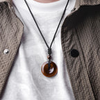 Fortune Jewel Lucky Coin Pendant Healing Crystal Gemstone Necklace