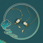 Fortune Jewel 925 Sterling Silver 22K Gold Hetian White Jade Bamboo Leaf Luck Necklace Pendant Bracelet