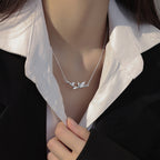 Fortune Jewel Bamboo Leaf Design Copper Zircon Wealth Necklace Pendant
