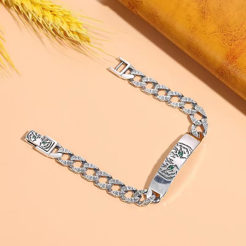 Fortune Jewel Tiger Copper Luck Cuff Chain Bracelet