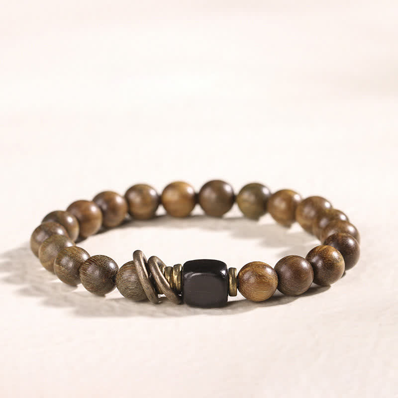 Fortune Jewel Tibetan Green Sandalwood Crystal Soothing Peace Bracelet