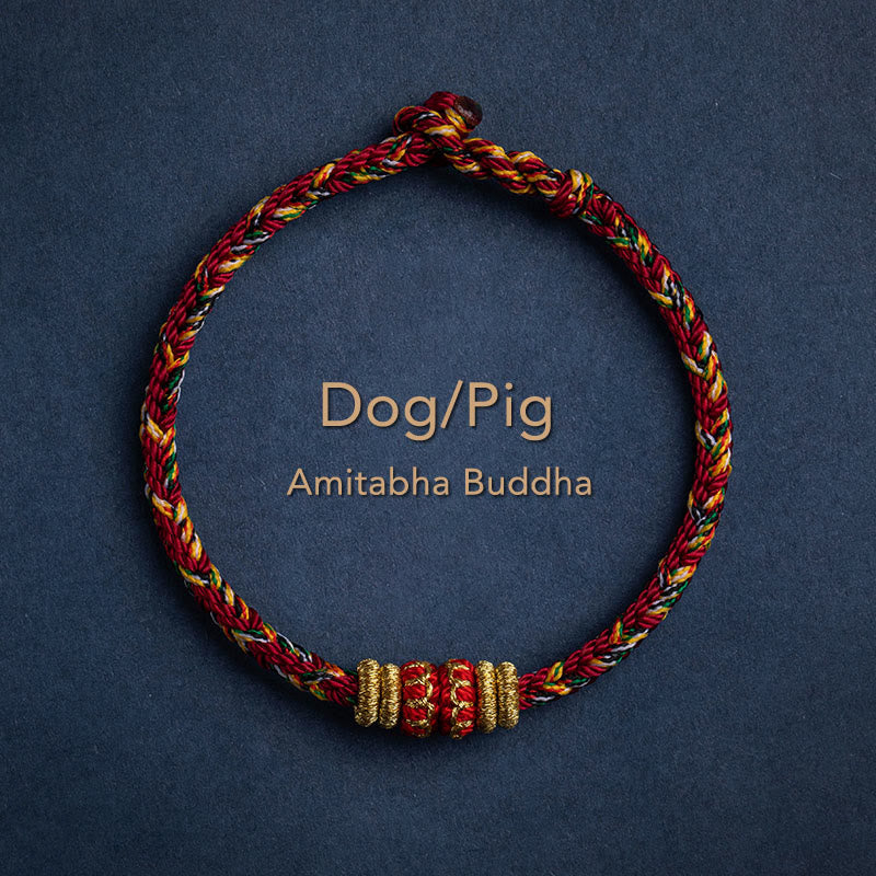 Fortune Jewel Tibet Handmade Chinese Zodiac Natal Buddha Luck Strength Braided String Bracelet