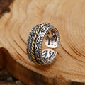 Fortune Jewel 925 Sterling Silver Tang Dynasty Flower Design Luck Adjustable Ring