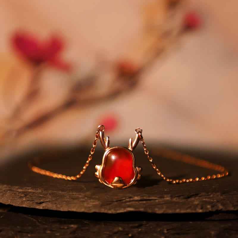 ❗❗❗A Flash Sale- Fortune Jewel 925 Sterling Silver Year of the Dragon Natural Red Agate Dragon Attract Fortune Fu Character Strength Bracelet Necklace Pendant Earrings