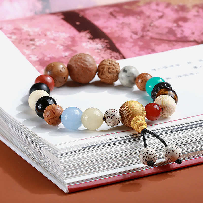 Fortune Jewel Bodhi Seed Agate Wisdom Harmony Wrist Mala Bracelet