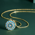 Fortune Jewel 925 Sterling Silver Round Turquoise Zircon Protection Strength Necklace Pendant - Fortune Jewel