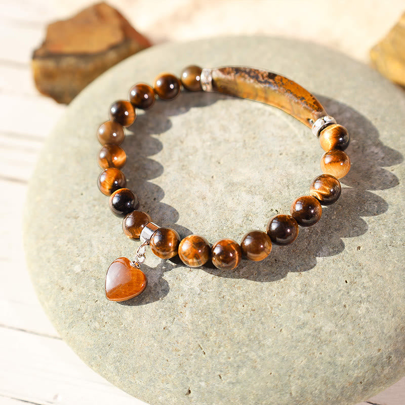 Fortune Jewel Natural Quartz Love Heart Healing Beads Bracelet