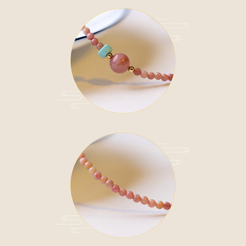 Fortune Jewel 14K Gold Plated Natural Rhodonite Loving Energy Chain Bracelet