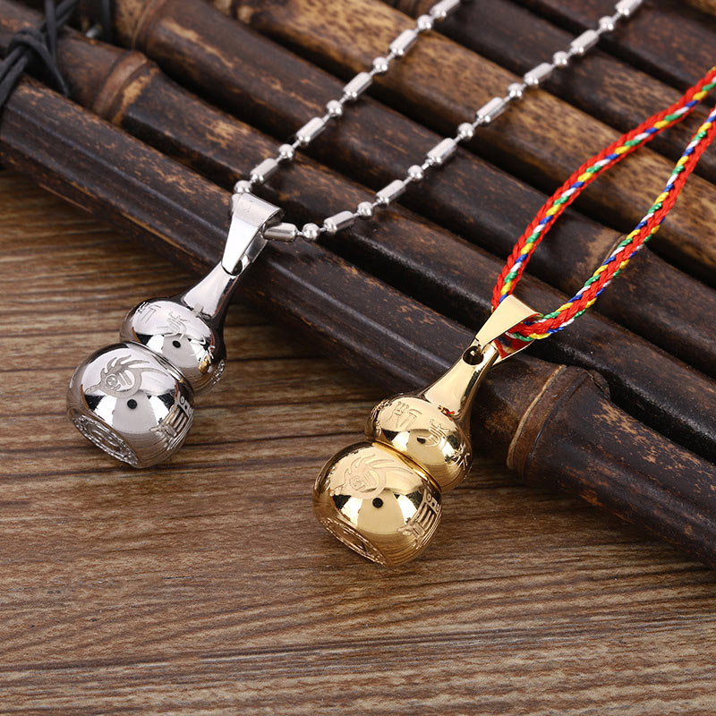 Buddha Stones Tibetan Yin Yang Symbol Gourd Harmony Titanium Steel Necklace Pendant Fortune Jewel