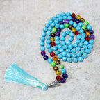 Fortune Jewel 108 Mala Turquoise Beads Yoga Meditation Prayer Beads Necklace