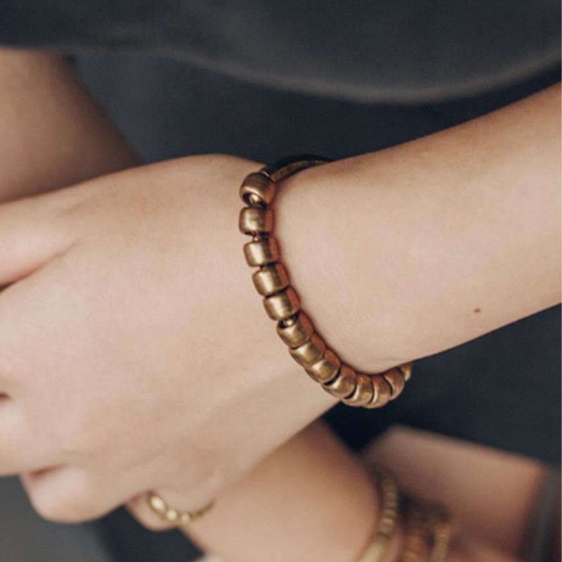 Fortune Jewel Simple Design Copper Brass Bead Luck Wealth Bracelet