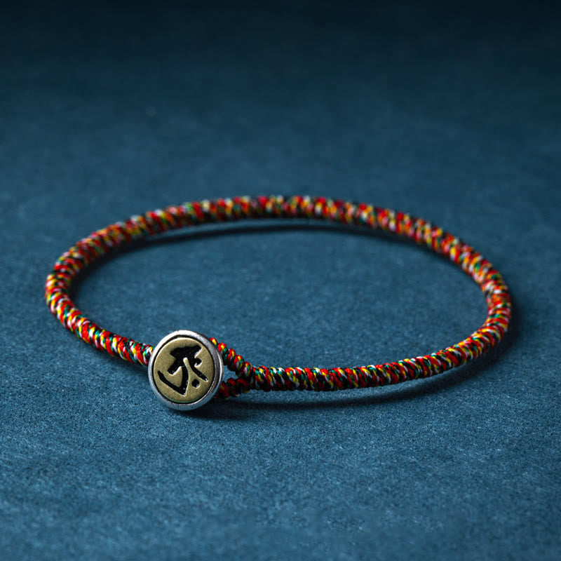 Fortune Jewel Handmade 925 Sterling Silver Chinese Zodiac Natal Buddha Protection Colorful Rope Bracelet