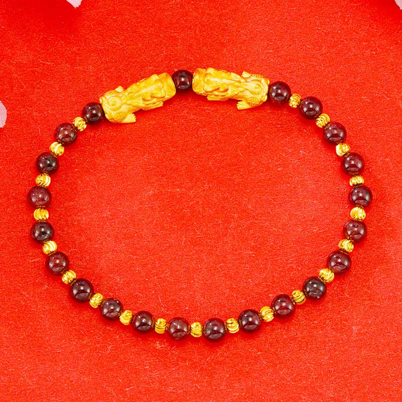 Fortune Jewel Electroplating Golden Double Pixiu Wealth Bracelet