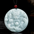 Fortune Jewel Chinese Zodiac Dragon Jade Success Amulet String Necklace