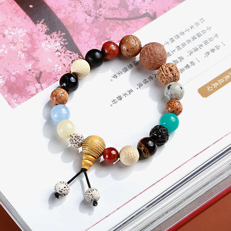 Fortune Jewel Bodhi Seed Agate Wisdom Harmony Wrist Mala Bracelet