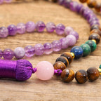 Fortune Jewel Tibetan Amethyst Purify Bracelet Mala Set