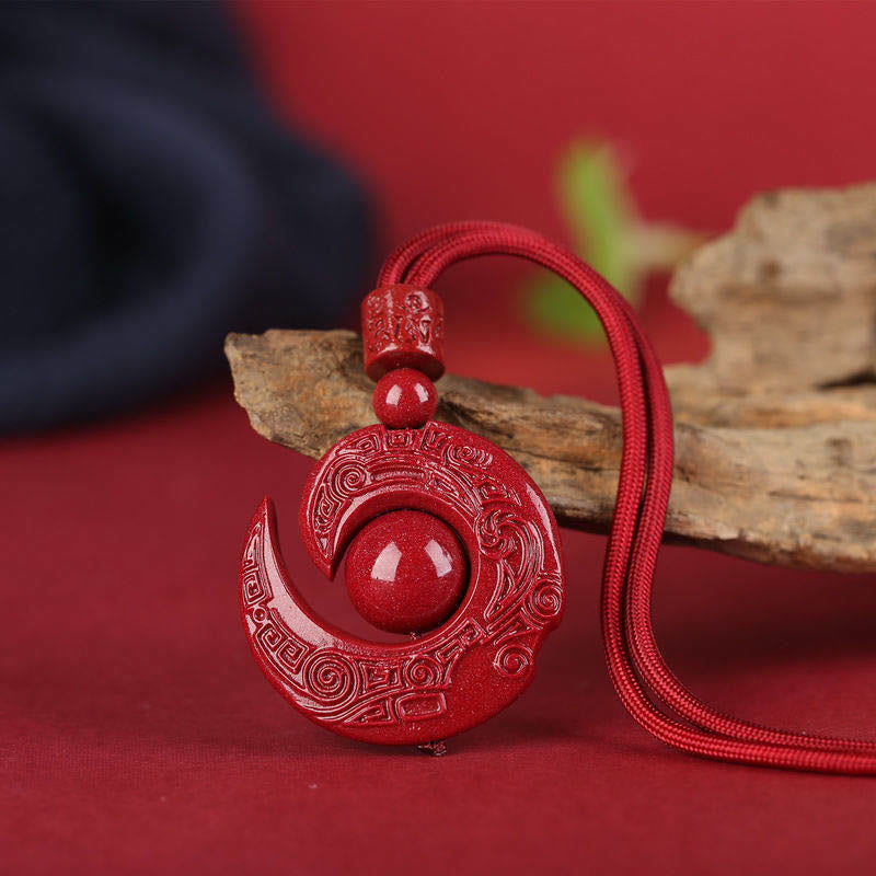Fortune Jewel One's Luck Improves Design Patern Natural Cinnabar Concentration Necklace Pendant