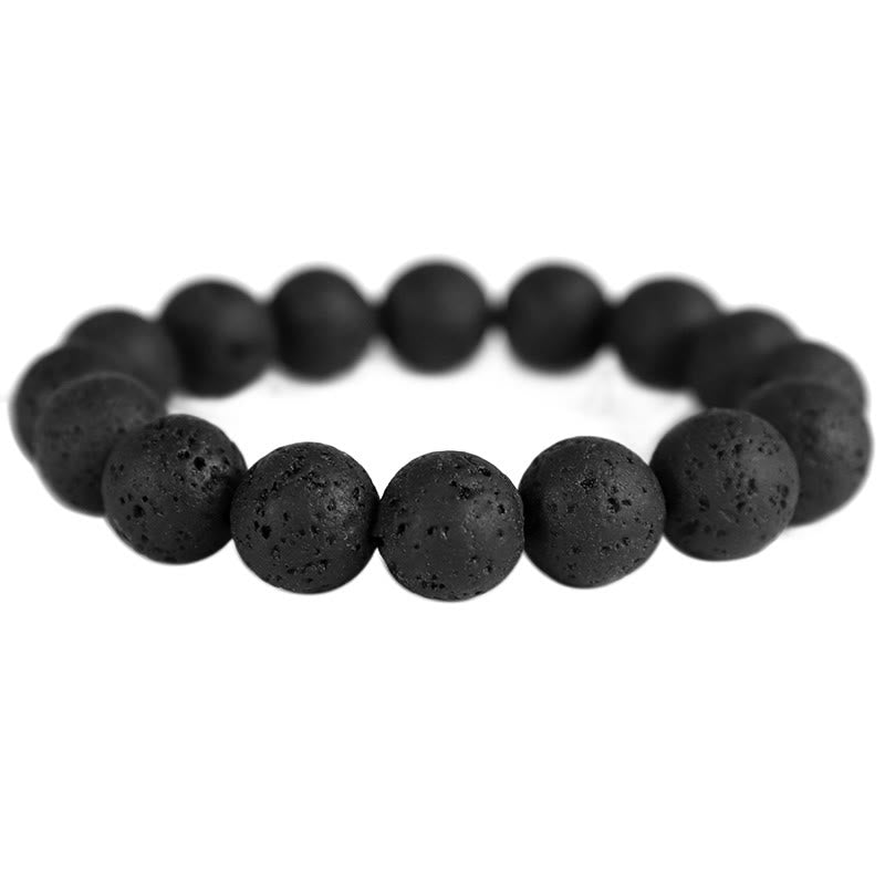 Fortune Jewel Lava Rock Ebony Wood Tiger Eye Healing Bracelet