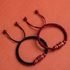 Fortune Jewel Tibet Cinnabar Om Mani Padme Hum Engraved Blessing Braided Bracelet