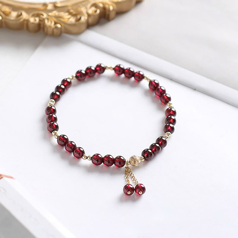 Fortune Jewel 14K Gold Plated Alloy Natural Garnet Calm Bracelet