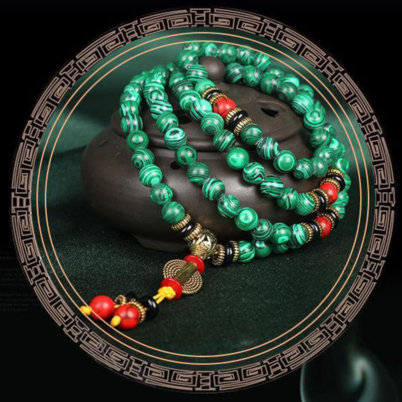 Fortune Jewel Tibetan 108 Mala Malachite Beads Bracelet Necklace