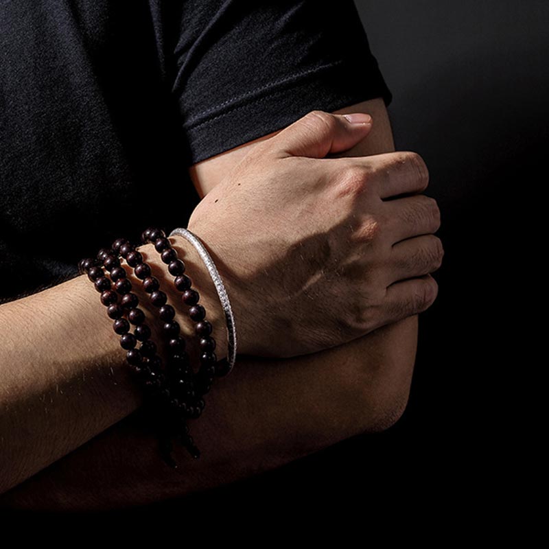 Fortune Jewel Tibetan Heart Sutra White Copper Luck Bracelet