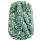 Fortune Jewel Natural Jade Guan Gong Amulet Wealth Necklace Pendant