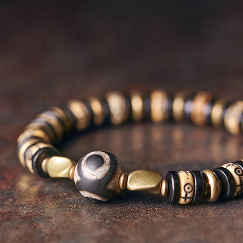 Fortune Jewel Tibetan Bone Beads Ebony Wood Strength Bracelet