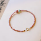 Fortune Jewel 14K Gold Plated Natural Rhodonite Loving Energy Chain Bracelet