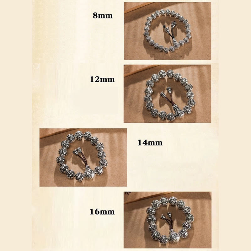Fortune Jewel Tibetan Om Mani Padme Hum Carved Alloy Beads Amulet Bracelet