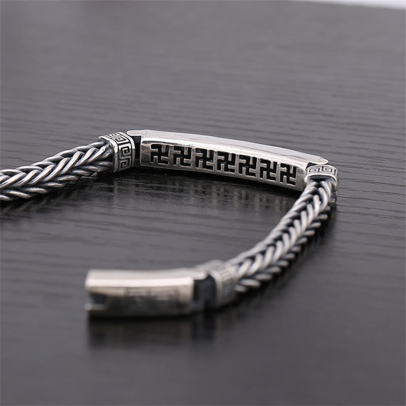 Fortune Jewel Swastika Pattern Engraved Luck Bracelet