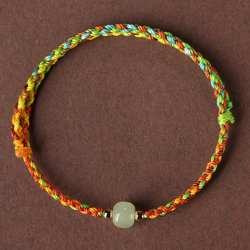 Fortune Jewel Colorful Rope Luck Jade Bead Abundance Bracelet